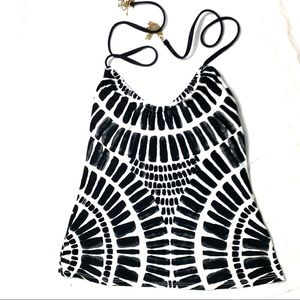 Trina Turk Black & White Halter Tankini Medium